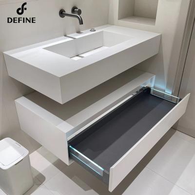 China Modern Style Picks Under Mount Single Sink Bathroom Vanity With White Engineered Stone Top for sale