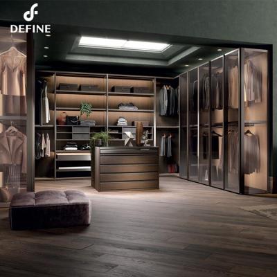 China Other Hot Selling Open Wardrobe Design Glass Door L Shape Walk In Wardrobe Closet for sale