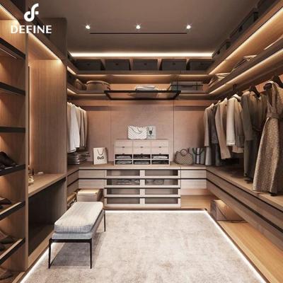 China Other New Design Modern Luxury Metal Sliding Glass Door Light Color Walk In Wardrobe With Led For Cloakroom for sale