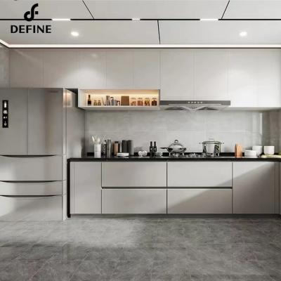 China hot selling modern L-shape kitchen cabinets customized for villa kitchen furniture for sale