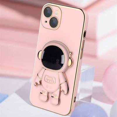 China Strap Plated Astronaut Phone Stand For Iphone 11 12 13 pro Max Cover Case, Astronaut Cartoon Phone Case for sale