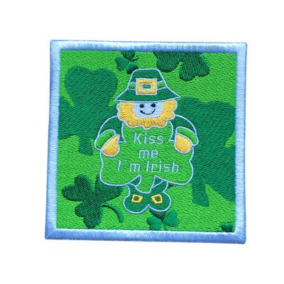 China Other Wholesale Custom Embroidery Apparel Square Pattern Letter Embroidery Patch for sale