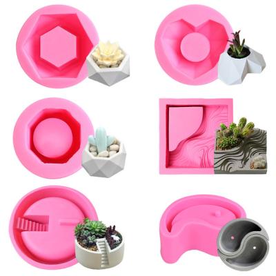 China Flower Pot Epoxy Resin DIY Homemade Silicone Molds Mold Crystal Mold Silicone Flower Pot Flower Pot Molds Bonsai Pot Mold for sale