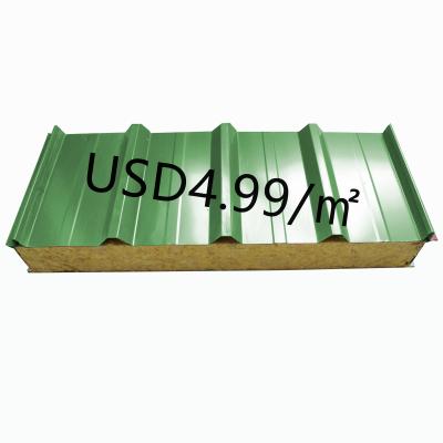 China Easy Operation High Quality Building Material Sound Absorption And Fire Retardant Rock Wool Sandwich Panel for sale