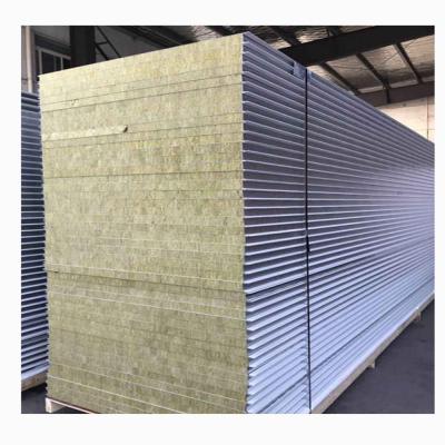 China Easy Operation 50mm 75mm 100mm Prefabricated Rock Wool Sandwich Panel Roof Sheet for sale