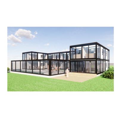 China Modern Prefab Tiny Home Office Building Container Houses Plastic Steel Window Galvanize Steel Colored Steel Of Frame (2.0/2.3thickness) for sale