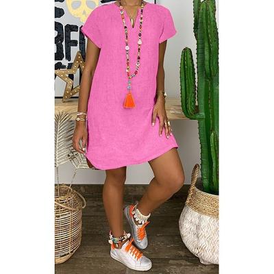 China 2022 Summer Anti-wrinkle Summer Casual Oversize Solid Color Shorts Loose Sleeve Women's Dress for sale