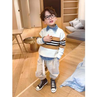 China Promotional Winter Anti Shrink Striped Children's Sweater Retro Style Kids Sweater for sale