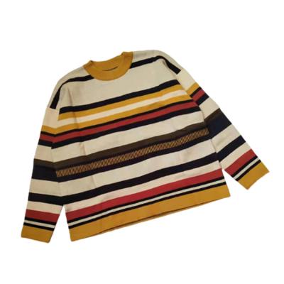 China Good Quality Retro Stripe Sleeve Pullover Women's Anti-wrinkle Winter Sweater for sale