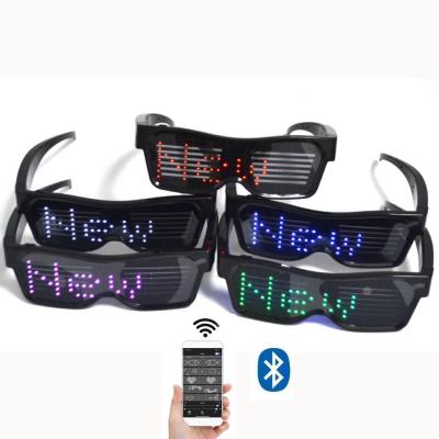 China Hot Selling DIY App Controlled USB Rechargeable Luminous Magic Glasses Scorring Display App Program Leading Glasses For Christmas Party for sale