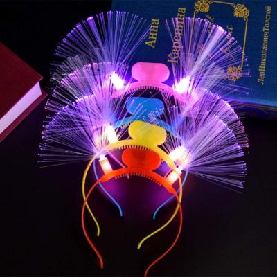 China 2022 Original New Year Reusable Fiber Optic Crown Headband LED Flashing Light Up Headbands LED Glowing Hair Bands Luminous Hair Accessory for sale