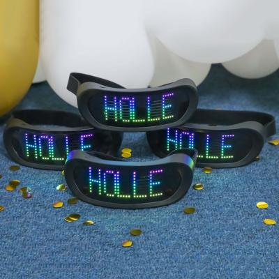 China Party Accessories USB Rechargeable Wireless App Control Customized Led Message Scrolling Magic GlassesColorful Led Party Glasses For Christmas for sale