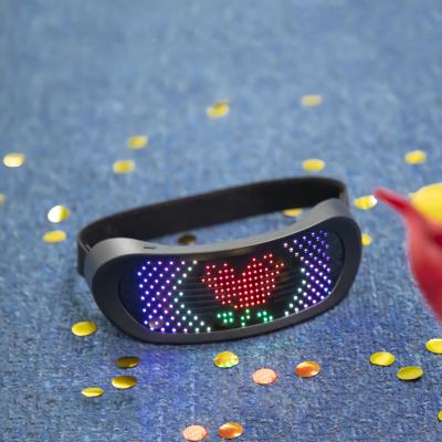 China New Fashion Party Props 2021 Party Props USB Rechargable Control Lead Glasses App Cyberpunk Full Color Luminous Party Glass Christmas for sale