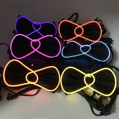 China Wedding Party Decoration 10 Colors Neck Glow LED Neon Bow Tie Luminous LED Light Men's Birthday Party Neon Bow Tie Up Bow Tie For Christmas New Year for sale