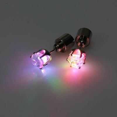 China Party Props 2022 Color Changing LED Jewel Pierced Earring Light Ice Crystal LED Earrings For Christmas Party for sale