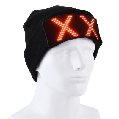 China COMMON 2022 App Hot Selling Programmable Led Knitted Hat Led Display Screen Light Up Hat For Cosplay Party Masquerade Christmas for sale