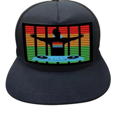 China Amazon COMMON Hot Selling Custom Trucker Music Activated LED Cap Sound Activated LED Cap EL Panel Cap for sale