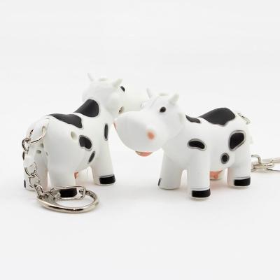 China Advertising LED Gift Small Key Chain Cute Cow With Sound Key Ring Mini Flashlight Torch Animal Shape Key Chain For Kids Toy Bag Accessories Gifts for sale