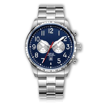 China Factory Supply Automatic Date Logo Steel Chronograph Watch Men Private Label Watch Custom Luxury for sale