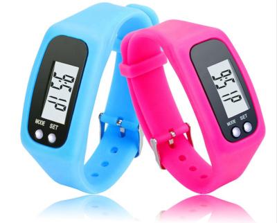 China Simple custom logo silkscreen custom logo pedometer LCD display silicone band 3D colorful pedometer watch for sale