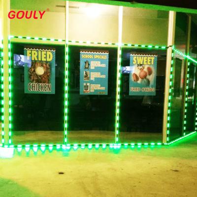 China Waterproof Outdoor AlGaInP IP68 Decoration Light Dimmable 24V 12vdc Pixel RGB Shop Front Led Light Led Window Border Light for sale