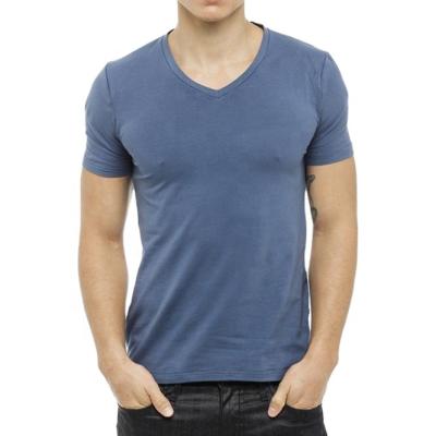 China Wholesale Custom Cheap Price Gym Anti-Wrinkle Logo Men's Simple White V-Neck Anti-Wrinkle Clothes Short Sleeve T-Shirt for sale