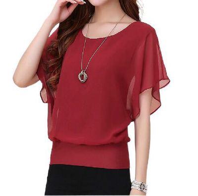 China Anti-pilling anti-pilling large summer blouse for ladies, elegant lace blouse with half sleeves for ladies for sale