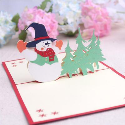 China America and Europe 3d Christmas Snowman Christmas Card New Year's Card Pop Up Card for sale