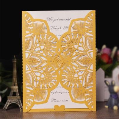 China Europe foldable custom design laser invitation card wedding hign quality card for sale