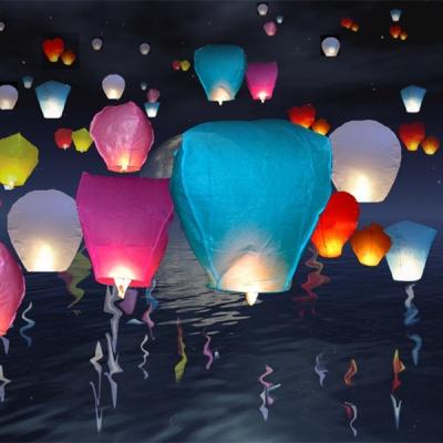 China China Meilun Art Crafts Chinese Eco-Biodegradable 17g Fireproof Copy Paper Sky Flying Lantern for Party or Festival Decoration for sale