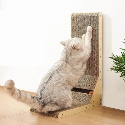 China Detachable L Shaped Cat Scratcher Corrugated Cardboard Scratching Post for sale