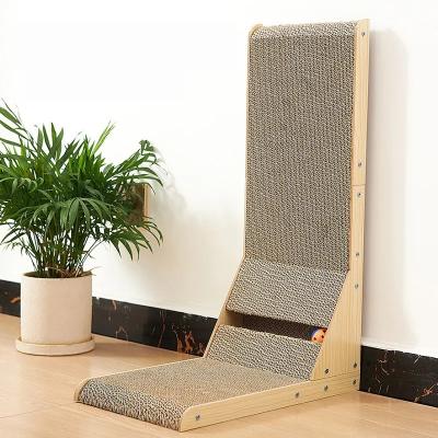 China High Density Cat Scratch Board L Shaped Large Cat Scratcher Cardboard for sale