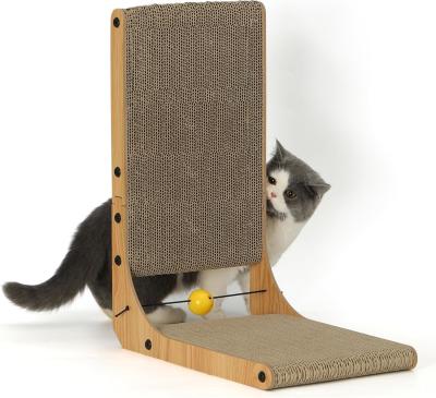 China L Shape Cat Scratcher High Density Corrugated Paper Wall Mounted Scratching Pad for sale