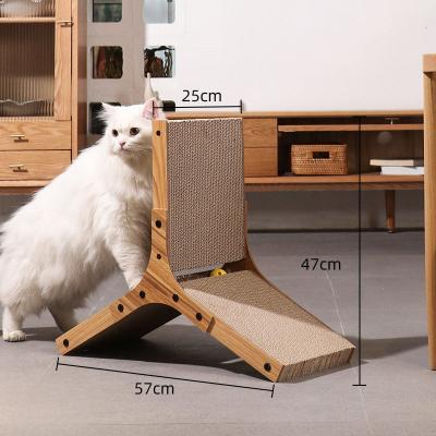 China Running Climbing Cat Corrugated Scratcher Triangle Cardboard Cat Scratcher for sale