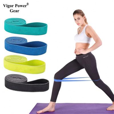 China Safety Logo Gym Exercise Loop Custom Cotton Fabric Pull Up Aid Long Fabric Hip Circle Resistance Bands Yoga Band Latex Band for sale