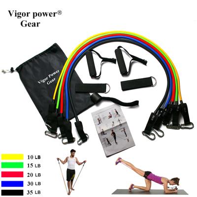 China Wholesale Durable Natural Latex 11pcs Workout Yoga Fitness Resistance Exercise Yoga Tube Resistance Band Set for sale