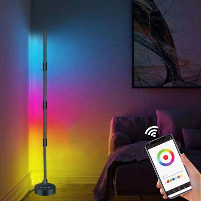 China Modern Western Minimalist Style RGB LED Light Dc12V Colorful Remote Control Standing Corner Floor Lamp for sale