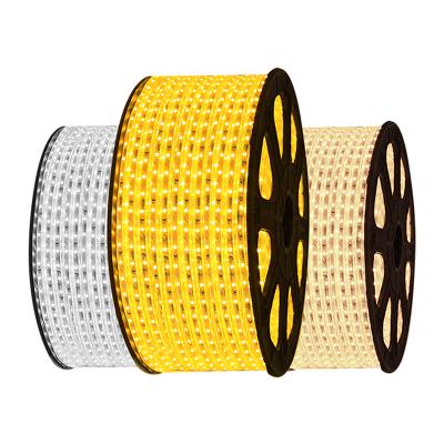 China Hotel 50M Per Roll Warm White Cool White Light CE RoHS Dimmable IP68 Waterproof Led Strip 220V 5050 for sale