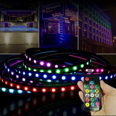 China Theme Park For TV Backlight DC12V 24V Popular Black Waterpoof Flexible SMD 5050 RGB Led Strip Lights for sale