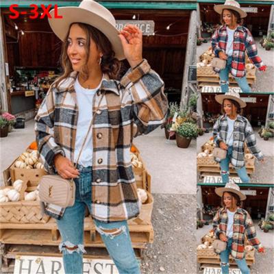 China 2021 Fashion Women's Long Sleeve Lattice Plaid Tops Anti Shrink Coat Women Casual Blouse Loose Fitting Shirts For Women Blouses Coats for sale