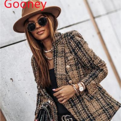 China 2021 Hot Sale Anti-Wrinkle Women's Coat Woolen Jacket Woolen Coat Long Sleeve Cashmere Plaid Ladies Cross Turn-Down Collar Coats Long For Women for sale