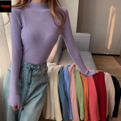 China 2021 new Anti-wrinkle fashion women knitwear turtle necks long sleeve solid color knitted ladies slim casual for women pullover sweater for sale