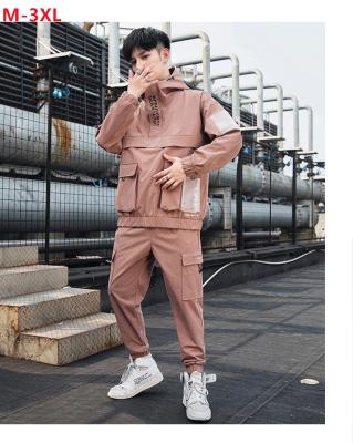 China 2021 Autumn Men's Plus Size Hip Hop Jogging Suits Plus Size Wear Sweatsuit Jogger Cargo Pants And Tops Two Piece Sets For Men for sale