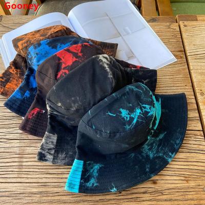 China 2021 Best Selling Double Sided Casual Sunshade Unisex Street Wear Fashion Hat 5 Colors Tie Dye Printed Bucket Hats For Men And Women for sale