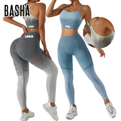 China BASHAsports 2023 Custom Logo Women's Antibacterial Compression Sports Yoga Bra Soft Seamless Running Leggings 2 Piece Set for sale