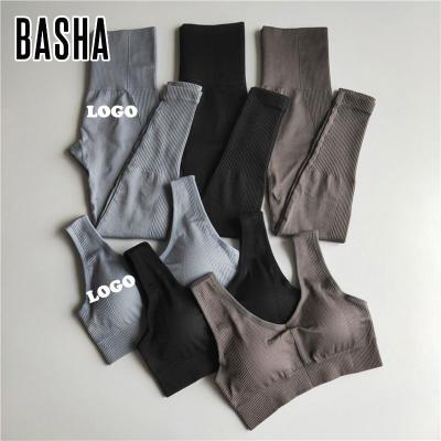 China Custom Logo BASHAsports 2023 Breathable Set Seamless Yoga Clothes Fitness Clothing High Waist Leggings Sports Bra Fitness for sale