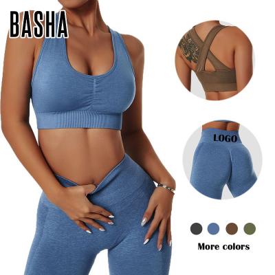 China BASHAsports breathable 2023 newest compression leggings women import sports bra gym breathable tight seamless training clothes tops for sale