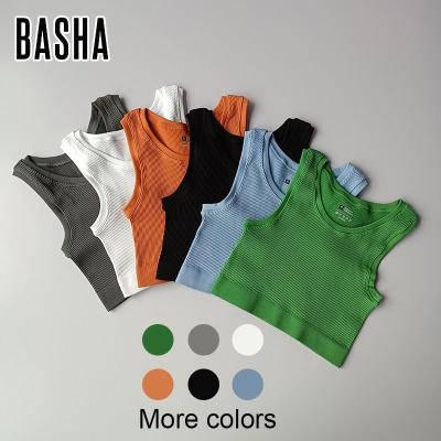 China BASHAsports 2023 New Logo Breathable Custom Simple Sleeveless Yoga Vest Outdoor Casual V-neck Wet Women's Sports Invest for sale