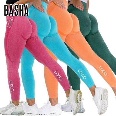 China BASHAsports Breathable 2023 Custom Logo Tightening Hip Yoga Gaiters Womens Sports Gaiters Seamless Gym Fitness Pants Yoga Gaiters for sale