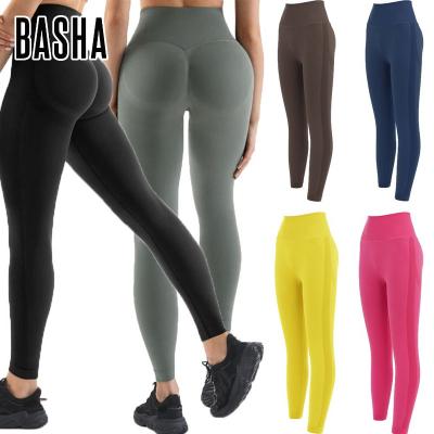 China BASHAsports2023 Anti-Static Customized Running Logo Wholesale Women's Fitness Sports Gaiters Hip Raised Waist Yoga Pants Long Pants for sale